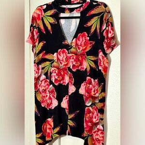 Floral Black and Pink Women's Top